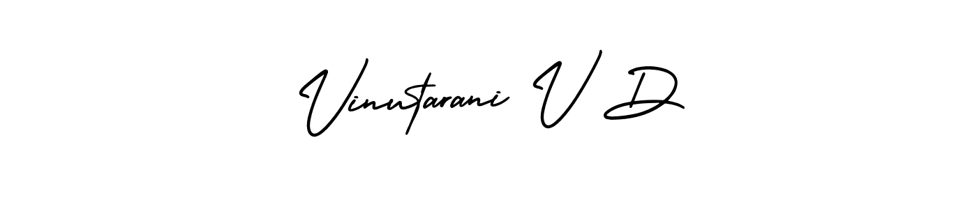 Use a signature maker to create a handwritten signature online. With this signature software, you can design (AmerikaSignatureDemo-Regular) your own signature for name Vinutarani V D. Vinutarani V D signature style 3 images and pictures png