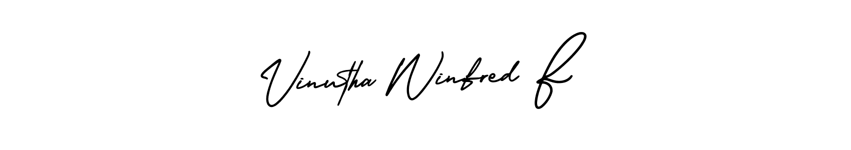 Use a signature maker to create a handwritten signature online. With this signature software, you can design (AmerikaSignatureDemo-Regular) your own signature for name Vinutha Winfred F. Vinutha Winfred F signature style 3 images and pictures png