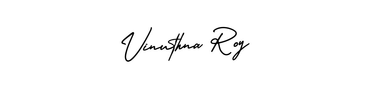Make a short Vinuthna Roy signature style. Manage your documents anywhere anytime using AmerikaSignatureDemo-Regular. Create and add eSignatures, submit forms, share and send files easily. Vinuthna Roy signature style 3 images and pictures png