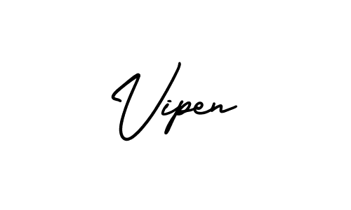 You should practise on your own different ways (AmerikaSignatureDemo-Regular) to write your name (Vipen) in signature. don't let someone else do it for you. Vipen signature style 3 images and pictures png