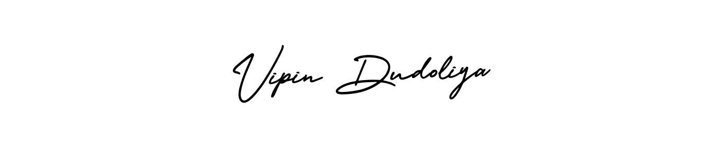 You should practise on your own different ways (AmerikaSignatureDemo-Regular) to write your name (Vipin Dudoliya) in signature. don't let someone else do it for you. Vipin Dudoliya signature style 3 images and pictures png