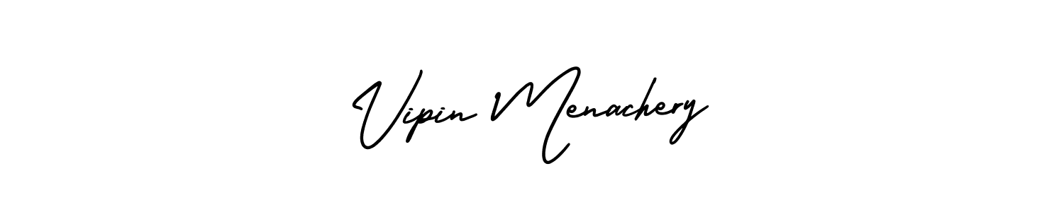 You should practise on your own different ways (AmerikaSignatureDemo-Regular) to write your name (Vipin Menachery) in signature. don't let someone else do it for you. Vipin Menachery signature style 3 images and pictures png