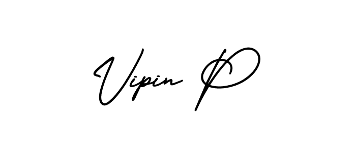 Use a signature maker to create a handwritten signature online. With this signature software, you can design (AmerikaSignatureDemo-Regular) your own signature for name Vipin P. Vipin P signature style 3 images and pictures png