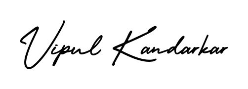 The AmerikaSignatureDemo-Regular typeface gives name Vipul Kandarkar a refined look. Suitable for certificates, diplomas, and official verification. Vipul Kandarkar signature style 3 images and pictures png
