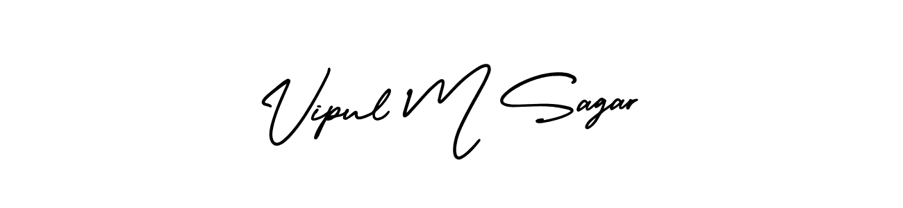 This is the best signature style for the Vipul M Sagar name. Also you like these signature font (AmerikaSignatureDemo-Regular). Mix name signature. Vipul M Sagar signature style 3 images and pictures png