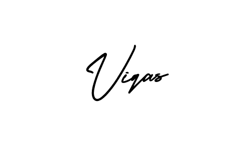 How to make Viqas name signature. Use AmerikaSignatureDemo-Regular style for creating short signs online. This is the latest handwritten sign. Viqas signature style 3 images and pictures png