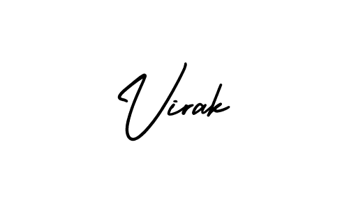 Virak stylish signature style. Best Handwritten Sign (AmerikaSignatureDemo-Regular) for my name. Handwritten Signature Collection Ideas for my name Virak. Virak signature style 3 images and pictures png
