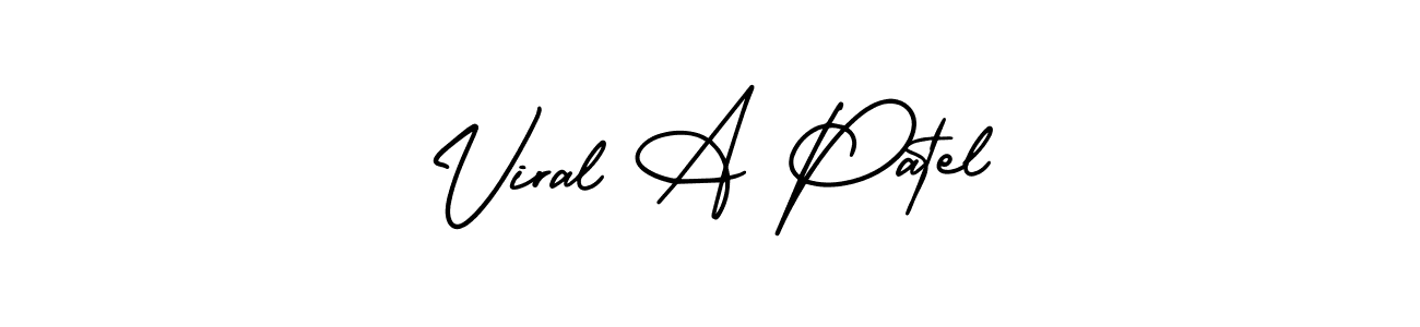 This is the best signature style for the Viral A Patel name. Also you like these signature font (AmerikaSignatureDemo-Regular). Mix name signature. Viral A Patel signature style 3 images and pictures png