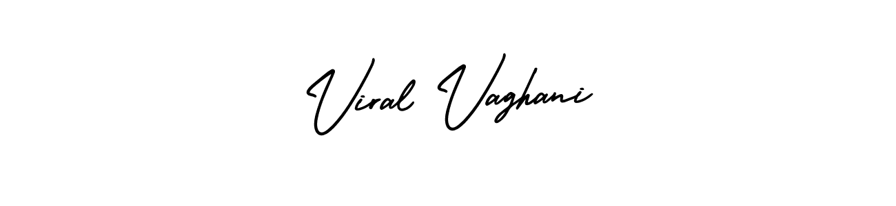 The best way (AmerikaSignatureDemo-Regular) to make a short signature is to pick only two or three words in your name. The name Viral Vaghani include a total of six letters. For converting this name. Viral Vaghani signature style 3 images and pictures png