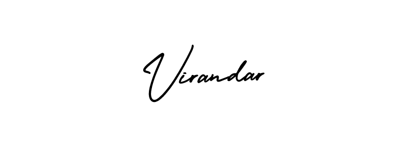 The best way (AmerikaSignatureDemo-Regular) to make a short signature is to pick only two or three words in your name. The name Virandar include a total of six letters. For converting this name. Virandar signature style 3 images and pictures png