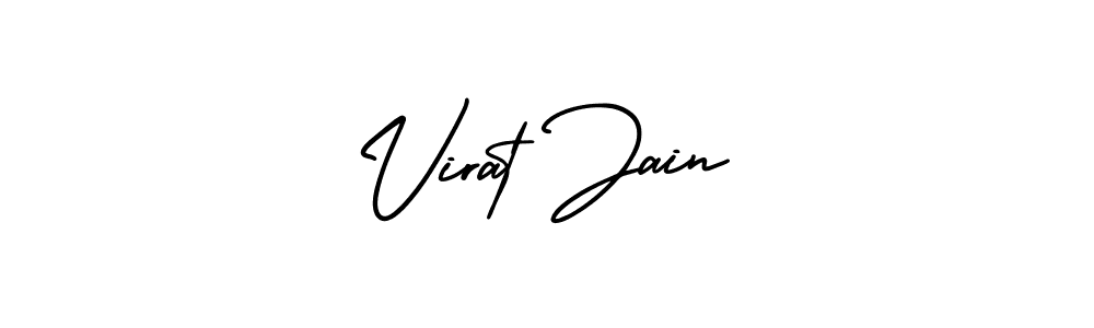 The best way (AmerikaSignatureDemo-Regular) to make a short signature is to pick only two or three words in your name. The name Virat Jain include a total of six letters. For converting this name. Virat Jain signature style 3 images and pictures png