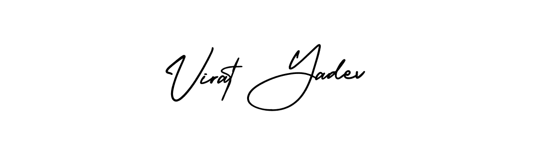 You should practise on your own different ways (AmerikaSignatureDemo-Regular) to write your name (Virat Yadev) in signature. don't let someone else do it for you. Virat Yadev signature style 3 images and pictures png