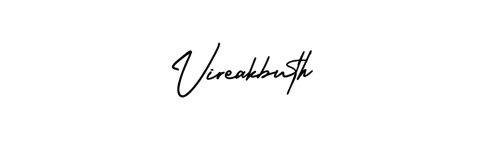 You should practise on your own different ways (AmerikaSignatureDemo-Regular) to write your name (Vireakbuth) in signature. don't let someone else do it for you. Vireakbuth signature style 3 images and pictures png