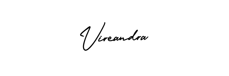 Vireandra stylish signature style. Best Handwritten Sign (AmerikaSignatureDemo-Regular) for my name. Handwritten Signature Collection Ideas for my name Vireandra. Vireandra signature style 3 images and pictures png