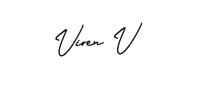 Viren V stylish signature style. Best Handwritten Sign (AmerikaSignatureDemo-Regular) for my name. Handwritten Signature Collection Ideas for my name Viren V. Viren V signature style 3 images and pictures png