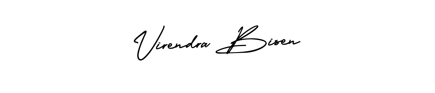 How to make Virendra Bisen name signature. Use AmerikaSignatureDemo-Regular style for creating short signs online. This is the latest handwritten sign. Virendra Bisen signature style 3 images and pictures png