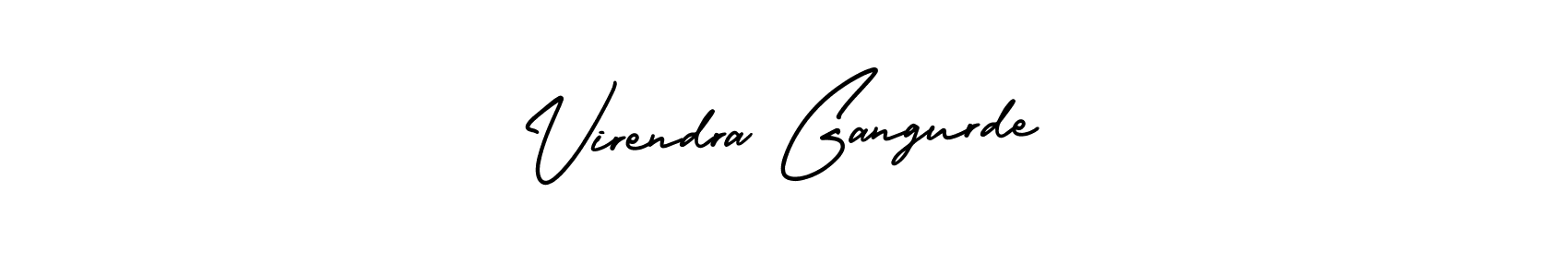 You should practise on your own different ways (AmerikaSignatureDemo-Regular) to write your name (Virendra Gangurde) in signature. don't let someone else do it for you. Virendra Gangurde signature style 3 images and pictures png