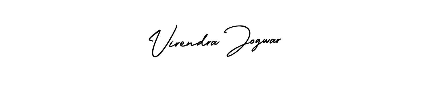 The best way (AmerikaSignatureDemo-Regular) to make a short signature is to pick only two or three words in your name. The name Virendra Jogwar include a total of six letters. For converting this name. Virendra Jogwar signature style 3 images and pictures png