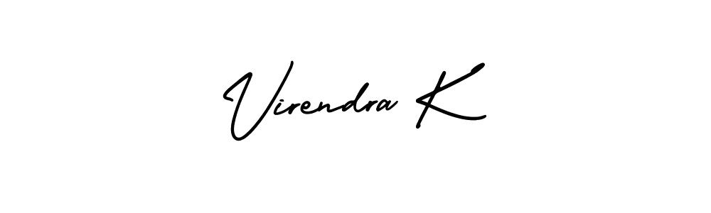 Create a beautiful signature design for name Virendra K. With this signature (AmerikaSignatureDemo-Regular) fonts, you can make a handwritten signature for free. Virendra K signature style 3 images and pictures png