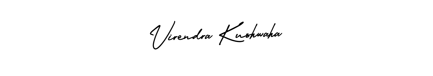 The best way (AmerikaSignatureDemo-Regular) to make a short signature is to pick only two or three words in your name. The name Virendra Kushwaha include a total of six letters. For converting this name. Virendra Kushwaha signature style 3 images and pictures png
