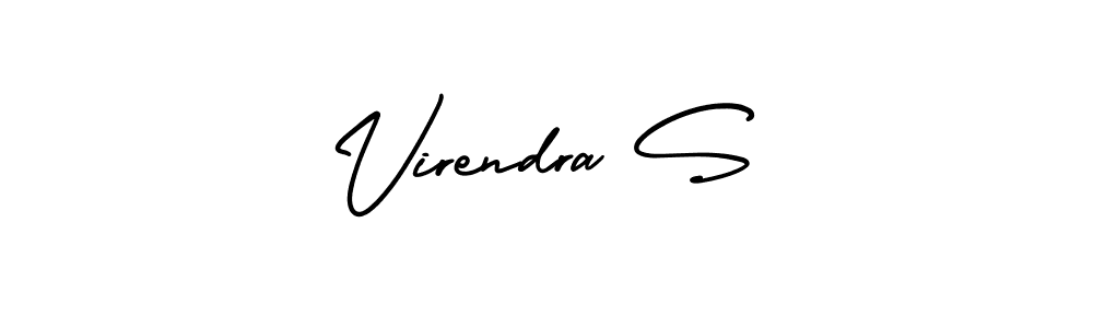 How to make Virendra S name signature. Use AmerikaSignatureDemo-Regular style for creating short signs online. This is the latest handwritten sign. Virendra S signature style 3 images and pictures png