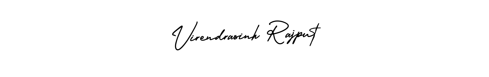 The best way (AmerikaSignatureDemo-Regular) to make a short signature is to pick only two or three words in your name. The name Virendrasinh Rajput include a total of six letters. For converting this name. Virendrasinh Rajput signature style 3 images and pictures png