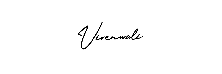 How to make Virenwali name signature. Use AmerikaSignatureDemo-Regular style for creating short signs online. This is the latest handwritten sign. Virenwali signature style 3 images and pictures png