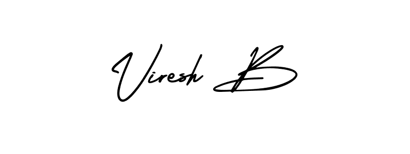 How to make Viresh B name signature. Use AmerikaSignatureDemo-Regular style for creating short signs online. This is the latest handwritten sign. Viresh B signature style 3 images and pictures png
