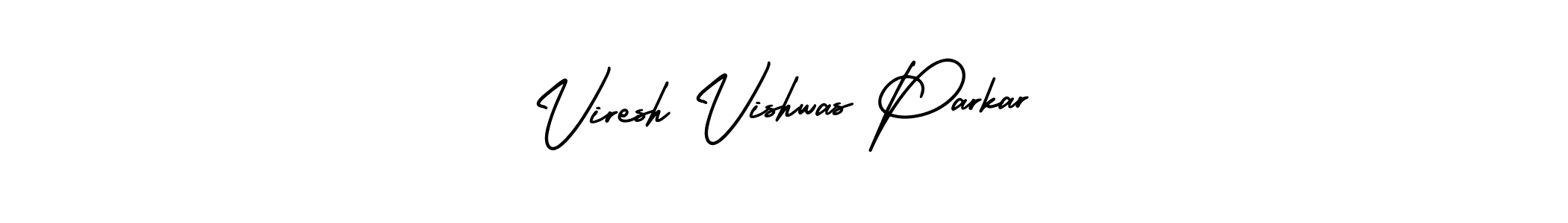 The best way (AmerikaSignatureDemo-Regular) to make a short signature is to pick only two or three words in your name. The name Viresh Vishwas Parkar include a total of six letters. For converting this name. Viresh Vishwas Parkar signature style 3 images and pictures png