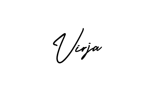 The best way (AmerikaSignatureDemo-Regular) to make a short signature is to pick only two or three words in your name. The name Virja include a total of six letters. For converting this name. Virja signature style 3 images and pictures png