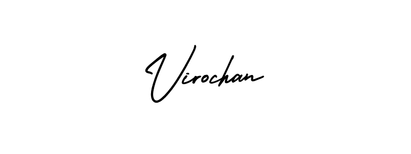 You should practise on your own different ways (AmerikaSignatureDemo-Regular) to write your name (Virochan) in signature. don't let someone else do it for you. Virochan signature style 3 images and pictures png