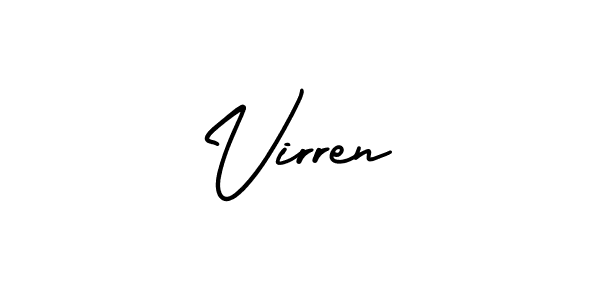 How to make Virren name signature. Use AmerikaSignatureDemo-Regular style for creating short signs online. This is the latest handwritten sign. Virren signature style 3 images and pictures png