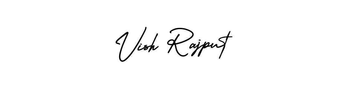 You should practise on your own different ways (AmerikaSignatureDemo-Regular) to write your name (Vish Rajput) in signature. don't let someone else do it for you. Vish Rajput signature style 3 images and pictures png