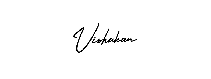 How to make Vishakan name signature. Use AmerikaSignatureDemo-Regular style for creating short signs online. This is the latest handwritten sign. Vishakan signature style 3 images and pictures png