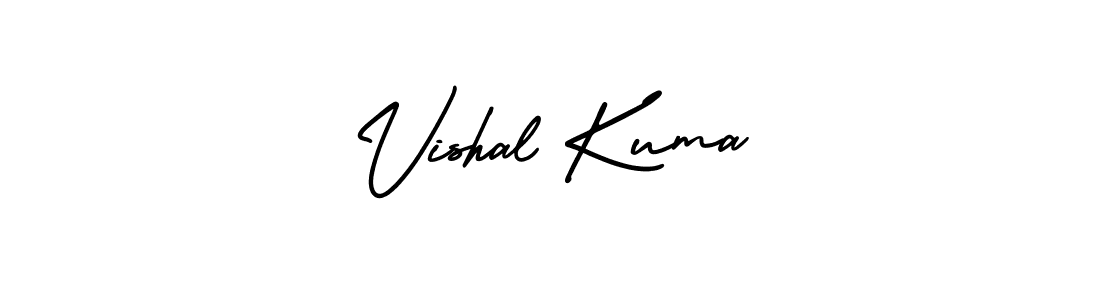 You should practise on your own different ways (AmerikaSignatureDemo-Regular) to write your name (Vishal Kuma) in signature. don't let someone else do it for you. Vishal Kuma signature style 3 images and pictures png
