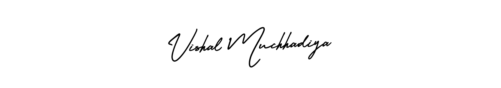 The best way (AmerikaSignatureDemo-Regular) to make a short signature is to pick only two or three words in your name. The name Vishal Muchhadiya include a total of six letters. For converting this name. Vishal Muchhadiya signature style 3 images and pictures png