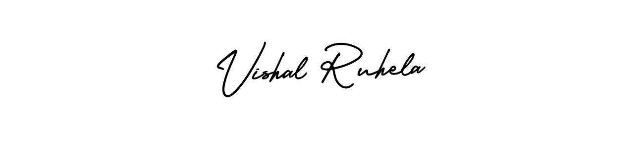 You should practise on your own different ways (AmerikaSignatureDemo-Regular) to write your name (Vishal Ruhela) in signature. don't let someone else do it for you. Vishal Ruhela signature style 3 images and pictures png