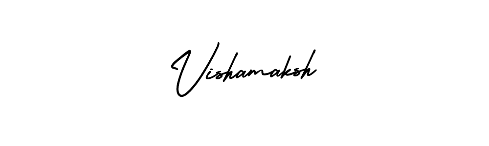 The best way (AmerikaSignatureDemo-Regular) to make a short signature is to pick only two or three words in your name. The name Vishamaksh include a total of six letters. For converting this name. Vishamaksh signature style 3 images and pictures png