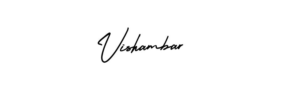 The best way (AmerikaSignatureDemo-Regular) to make a short signature is to pick only two or three words in your name. The name Vishambar include a total of six letters. For converting this name. Vishambar signature style 3 images and pictures png