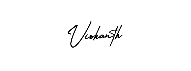 You should practise on your own different ways (AmerikaSignatureDemo-Regular) to write your name (Vishanth) in signature. don't let someone else do it for you. Vishanth signature style 3 images and pictures png