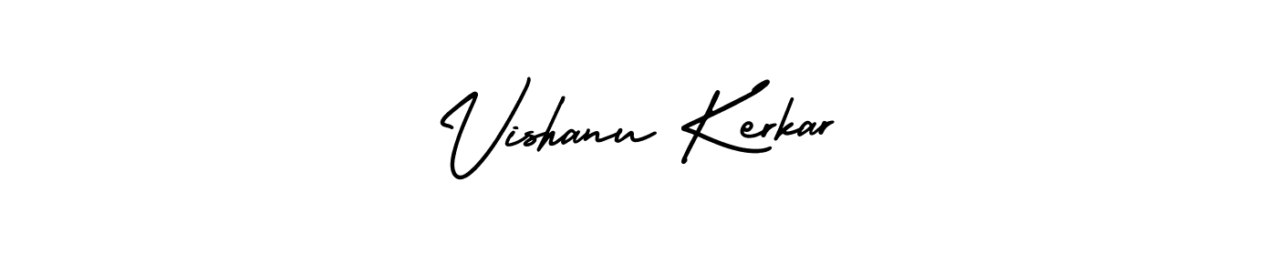 How to Draw Vishanu Kerkar signature style? AmerikaSignatureDemo-Regular is a latest design signature styles for name Vishanu Kerkar. Vishanu Kerkar signature style 3 images and pictures png