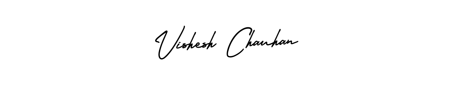 This is the best signature style for the Vishesh Chauhan name. Also you like these signature font (AmerikaSignatureDemo-Regular). Mix name signature. Vishesh Chauhan signature style 3 images and pictures png