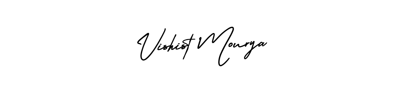 This is the best signature style for the Vishist Mourya name. Also you like these signature font (AmerikaSignatureDemo-Regular). Mix name signature. Vishist Mourya signature style 3 images and pictures png