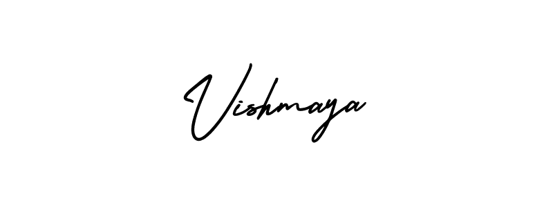You should practise on your own different ways (AmerikaSignatureDemo-Regular) to write your name (Vishmaya) in signature. don't let someone else do it for you. Vishmaya signature style 3 images and pictures png