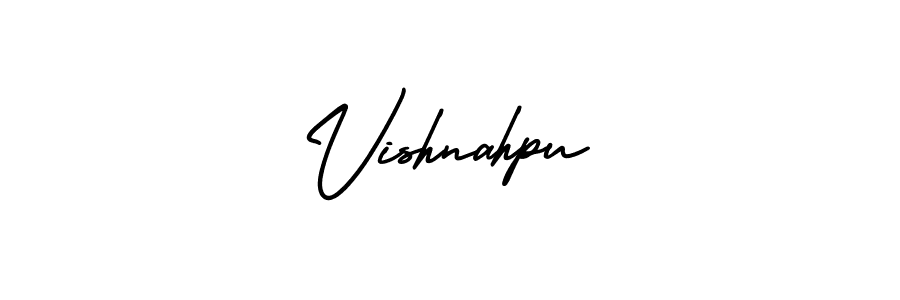 Make a beautiful signature design for name Vishnahpu. With this signature (AmerikaSignatureDemo-Regular) style, you can create a handwritten signature for free. Vishnahpu signature style 3 images and pictures png