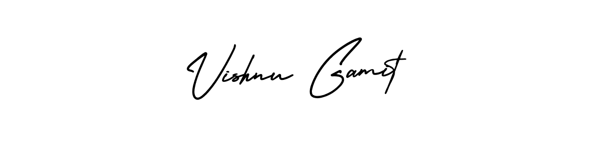 Create a beautiful signature design for name Vishnu Gamit. With this signature (AmerikaSignatureDemo-Regular) fonts, you can make a handwritten signature for free. Vishnu Gamit signature style 3 images and pictures png