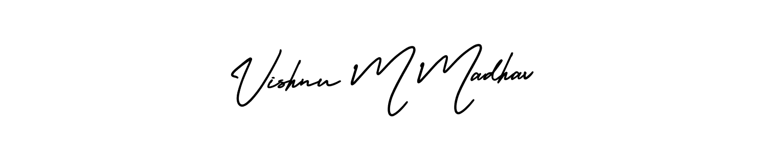 The best way (AmerikaSignatureDemo-Regular) to make a short signature is to pick only two or three words in your name. The name Vishnu M Madhav include a total of six letters. For converting this name. Vishnu M Madhav signature style 3 images and pictures png