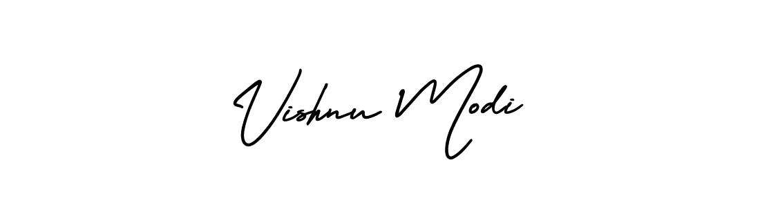 Make a beautiful signature design for name Vishnu Modi. With this signature (AmerikaSignatureDemo-Regular) style, you can create a handwritten signature for free. Vishnu Modi signature style 3 images and pictures png