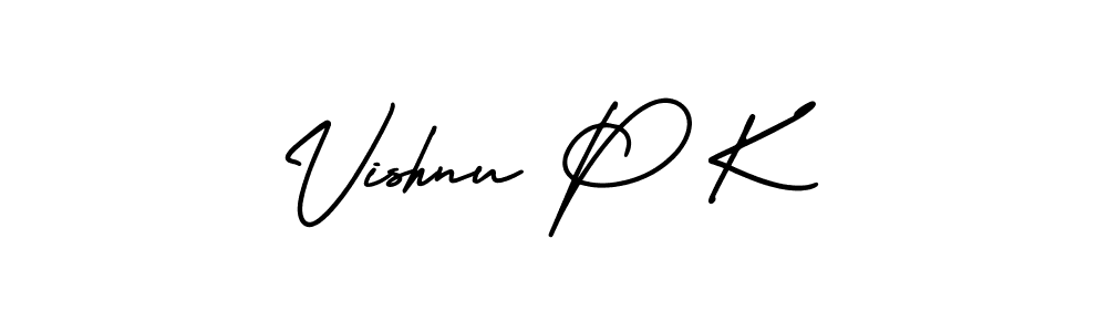 Vishnu P K stylish signature style. Best Handwritten Sign (AmerikaSignatureDemo-Regular) for my name. Handwritten Signature Collection Ideas for my name Vishnu P K. Vishnu P K signature style 3 images and pictures png