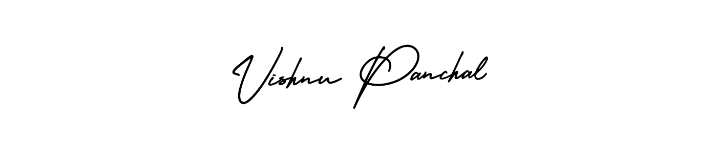 You should practise on your own different ways (AmerikaSignatureDemo-Regular) to write your name (Vishnu Panchal) in signature. don't let someone else do it for you. Vishnu Panchal signature style 3 images and pictures png